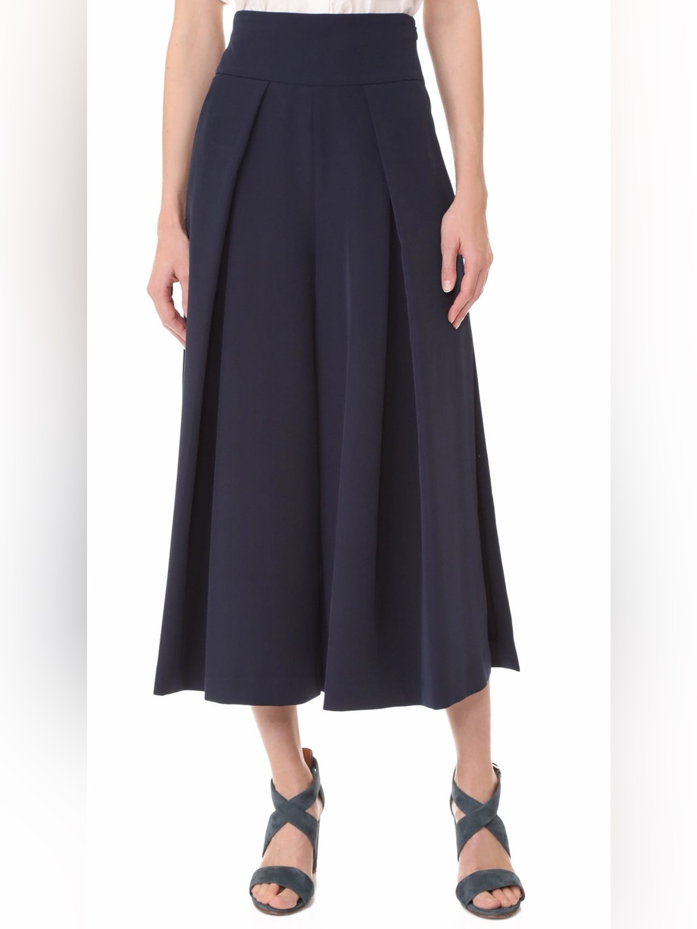 Milly Cady Cropped Slit High Rise Wide Leg Culottes NWT